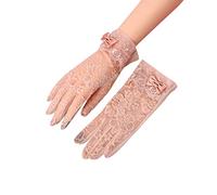 Gants élégants pour femme - Gants en dentelle - Gants courts en tulle - Gants courts pour mariée - Gants en dentelle - Gants de fête des années 1920 - Pour mariage, bal, cocktail, Rose, taille unique