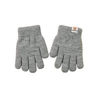Gants en alpaga double couche à cinq doigts pour enfants - Gants tricotés thermiques doublés en polaire pour filles et garçons de 3 à 6 ans - Gants extensibles et épais en tricot doux pour l'hiver