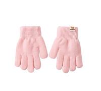 Gants en alpaga double couche à cinq doigts pour enfants - Gants tricotés thermiques doublés en polaire pour filles et garçons de 3 à 6 ans - Gants extensibles et épais en tricot doux pour l'hiver