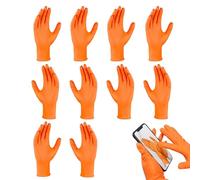 Gants en caoutchouc | Gants en nitrile pour charges lourdes avec surface adhérente | Gants de protection indéchirables avec structure 10 x orange pour la maison, l'industrie, la voiture