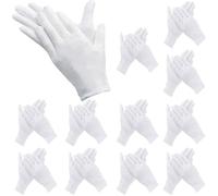 Gants en coton blanc, 12 paires de gants en tissu blanc, gants d'entretien en coton, confortables et respirants, pour les soins de la peau, l'examen des bijoux, le travail quotidien, blanc