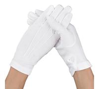 Gants en coton blanc avec bouton pression Gants blancs Gants en tissu élastique Smokings formels Bijoux de cérémonie pour hommes Gants de service Mains sèches