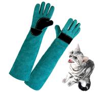 Gants en cuir anti-morsure - Gants de sécurité épais et - Équipement de protection anti-rayures - Gants de travail pour la manipulation des animaux pour chats, chiens, oiseaux, reptiles