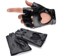 Gants en cuir avec trous pour les doigts, noirs, polyuréthane, taille universelle