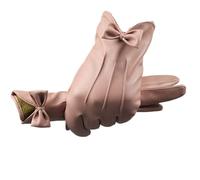 Gants En Cuir Pour Femmes Gants de cyclisme en cuir for femmes, avec nœud chaud d'hiver, mitaines de conduite Pour Femmes(Pink)