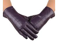 Gants En Cuir Pour Femmes Gants d'hiver en cuir for femmes, en velours de corail, chauds, de conduite, mitaines Pour Femmes(Purple)