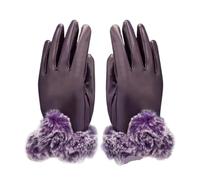 Gants En Cuir Pour Femmes Gants d'hiver en cuir PU for femmes, mitaines en cuir PU for dames, gants chauds de conduite en plein air Pour Femmes(Purple)