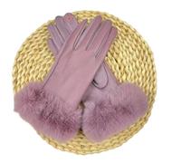 Gants En Cuir Pour Femmes Gants d'hiver en cuir suédé for femmes, garde au chaud, velours, peluche, poignet, solide, Simple, élégant, doux, conduite, cyclisme Pour Femmes(Purple)