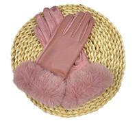 Gants En Cuir Pour Femmes Gants d'hiver en cuir suédé for femmes, garde au chaud, velours, peluche, poignet, solide, Simple, élégant, doux, conduite, cyclisme Pour Femmes(Pink)
