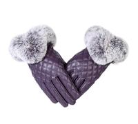 Gants En Cuir Pour Femmes Gants en cuir for femmes, gants d'hiver chauds et épais, mitaines élégantes for filles Pour Femmes(Purple)