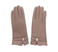 Gants En Cuir Pour Femmes Gants en daim PU brillant for femmes, élégants, coupe-vent, hiver, doigt complet, chauffe-mains, gants en cuir for dames Pour Femmes(Khaki)