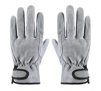 Gants en cuir résistant à la chaleur avec câblage fonctionnel et fermeture au poignet pour la protection du travail dans le soudage et le jardinage (gris)