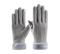 Gants en daim épais for écran tactile, adaptés aux femmes, for l'automne et l'hiver, idéaux for le ski, vélo la randonnée sportive. Protection intégrale des doigts, chauds confortables(Grey)