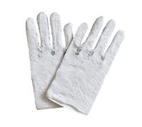 Gants en dentelle élastique avec motif floral poignets élastiques pour spectacles de scène élégants fête de mariage femmes doigts complets pour court avec plis pour maille noire, blanc, taille unique