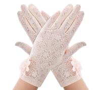 Gants en Dentelle Rose Femme Elégant Extensibles au Poigne avec Ecran Tactile Gants Courts en Dentelle pour Mariage Opéra Bal Cosplay Dîner Gothique Fête Protection Solaire Gants de Conduite UV