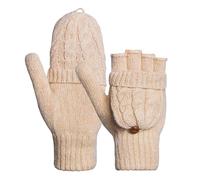 Gants en laine Flip Cute à double usage, chauds pour l'automne et l'hiver, mi-doigts et mi-six, compatibles avec les femmes et les hommes
