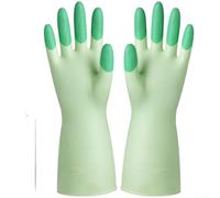 Gants en latex épais conçus pour la vaisselle avec manchette étendue et meilleure adhérence sur les articles humides (vert)