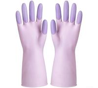 Gants en latex épais conçus pour la vaisselle avec manchette étendue et meilleure adhérence sur les articles humides (violet)