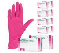 Gants en nitrile 1000 pièces 10 boites (XS, Magenta) Gants d'examen jetables, sans poudre, sans latex, non stériles, cuisine sanitaire, gants de nettoyage, médicaux, tatouage, à usage unique