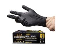 Gants en nitrile extra résistants pour tous les travaux. Gants en nitrile avec texture noire, trois tailles, gants en nitrile pour mécanicien, cuisine, médecine, etc. Diamant et sans poudre (taille M)