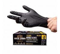 Gants en nitrile extra résistants pour tous les travaux - Texture diamantée, sans poudre, noir, trois tailles (L) - Pour mécanicien, cuisine, médecine