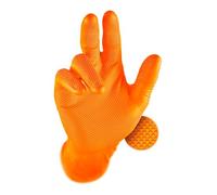Gants grippaz en nitrile (Lot de 50) | S à XXL | garanti sans latex gants de travail extrêmement robuste et antidérapant | Idéal pour garages, mécanique & Industrie | en caoutchouc avec pellicules Relief | Gants jetables + hygiénique brevetée + 100 Gants., orange