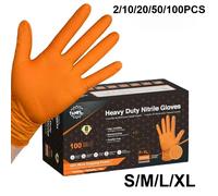 Gants en Nitrile jetables robustes, gants de mécanicien Extra épais de 8Mil avec poignée texturée, gants de travail de sécurité antidérapants Orange 10PCS