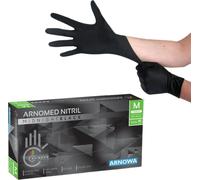 ARNOMED® Gants en nitrile taille M Noir [100 pcs] - Gants à usage unique pour chirurgie & laboratoire - Gants en nitrile sans poudre et sans latex - Moufles en nitrile en XS, S, M, L, XL, XXL