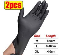 Gants en Nitrile robustes 8Mil gant jetable Extra épais pour mécanicien maison jardin avec poignée texturée gants de travail de sécurité antidérapants - Type Black- 2pcs-M #A