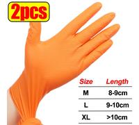 Gants en Nitrile robustes 8Mil gant jetable Extra épais pour mécanicien maison jardin avec poignée texturée gants de travail de sécurité antidérapants - Type Orange- 2pcs-XL #A
