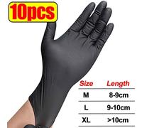 Gants en Nitrile robustes 8Mil gant jetable Extra épais pour mécanicien maison jardin avec poignée texturée gants de travail de sécurité antidérapants - Type Black- 10pcs-XL #B