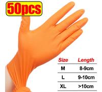 Gants en Nitrile robustes 8Mil gant jetable Extra épais pour mécanicien maison jardin avec poignée texturée gants de travail de sécurité antidérapants - Type Orange- 50pcs-XL