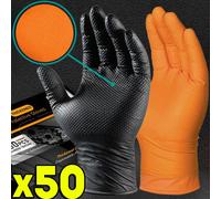 Gants en Nitrile robustes 8Mil gant jetable Extra épais pour mécanicien maison jardin avec poignée texturée gants de travail de sécurité antidérapants Black- 10pcs