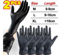 Gants en Nitrile robustes 8Mil gant jetable Extra épais pour mécanicien maison jardin avec poignée texturée gants de travail de sécurité antidérapants - Type Black- 2pcs-M #B
