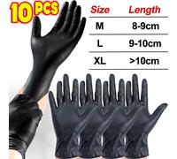 Gants en Nitrile robustes 8Mil gant jetable Extra épais pour mécanicien maison jardin avec poignée texturée gants de travail de sécurité antidérapants - Type Black- 10pcs-M