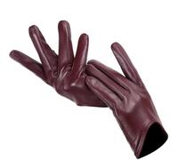 Gants en peau de mouton pour femme - Gants en cuir fin pour écran tactile - Pour l'hiver - Garde au chaud, Jujube rouge., 7.5