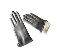 Gants en peau de mouton pour femme Gants thermiques en cuir doublé de cachemire, gris, XL