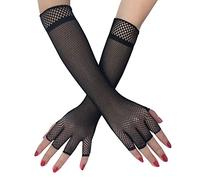 Gants en résille demi-doigts pour femmes, longs gants punk, gants en résille des années 80, gants longueur coude pour Cosplay Opéra Accessoires de costume