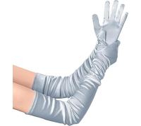 Gants en satin BABEYOND pour femmes, gants à coudes, gants de style flapper, accessoires années 1920 pour les fêtes Great Gatsby, opéra, bals, anniversaires, argenté, 70