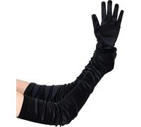 Gants en satin BABEYOND pour femmes, gants à manches mi-longues style flapper, accessoires années 1920 pour les fêtes Great Gatsby, opéra, bals, anniversaires, Noir , 70