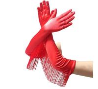Gants en satin, longueur du coude | Gants de fête mode années 1920 - Gants coudes, gants à franges, gants longs en satin, gants tendance pour femme, rouge, Siehe Beschreibung