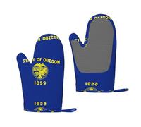 Gants en silicone avec motif drapeau de l'Oregon - Anti-brûlure - Avec paume antidérapante - Convient pour le four et la cuisson au four.