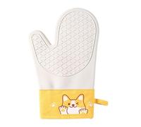 Gants en silicone pour four | Gants antidérapants en silicone pour four | Mitaines isolées à double couche avec doublure en coton et motif chien pour chef, cuisine, pizza, ustensiles de cuisine E