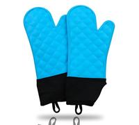 Gants en Silicone Résistants à la Chaleur, Anti-Brûlure et Isolés : GEEKHOM Maniques Antidérapantes 38 cm, pour Cuisine, Barbecue, Four, BBQ et Cuisson à Haute Température