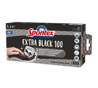 Spontex Extra Black Lot de 100 gants jetables en vinyle, non poudrés et sans latex, polyvalents, dans une boîte distributrice pratique, taille M, noir