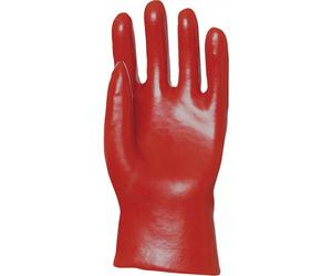 Gants EUROSTRONG 3520 PVC rouge enduction standard 27 cm - 10 paires - taille 9 Coverguard