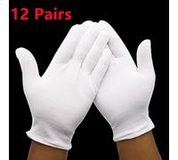 Gants Extensibles En Coton Blanc,24 Pièces,Grand Gril,Bijoux,Livres Argentés,Travail,Archives,Costume De Service,Pièces De Monnaie - Type White 12 Pairs-S