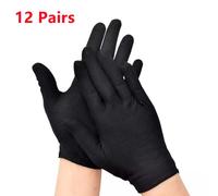 Gants Extensibles En Coton Blanc,24 Pièces,Grand Gril,Bijoux,Livres Argentés,Travail,Archives,Costume De Service,Pièces De Monnaie - Type Black 12 Pairs-M