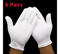 Gants Extensibles En Coton Blanc,24 Pièces,Grand Gril,Bijoux,Livres Argentés,Travail,Archives,Costume De Service,Pièces De Monnaie - Type White 6 Pairs-S