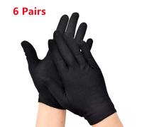 Gants Extensibles En Coton Blanc,24 Pièces,Grand Gril,Bijoux,Livres Argentés,Travail,Archives,Costume De Service,Pièces De Monnaie - Type Black 6 Pairs-M